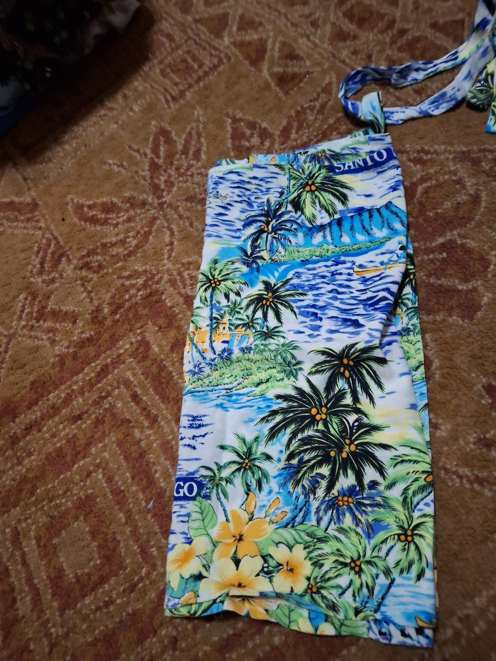 SW121 Santo Domingo Tropical Palm Tree Hawaiian Print Tie Sarong